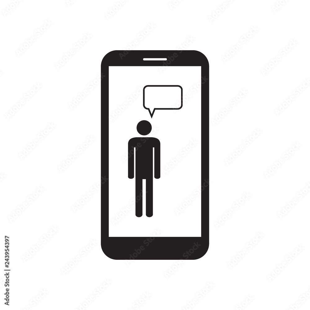 Smartphone with man icon and message box Smartphone with man icon and message box