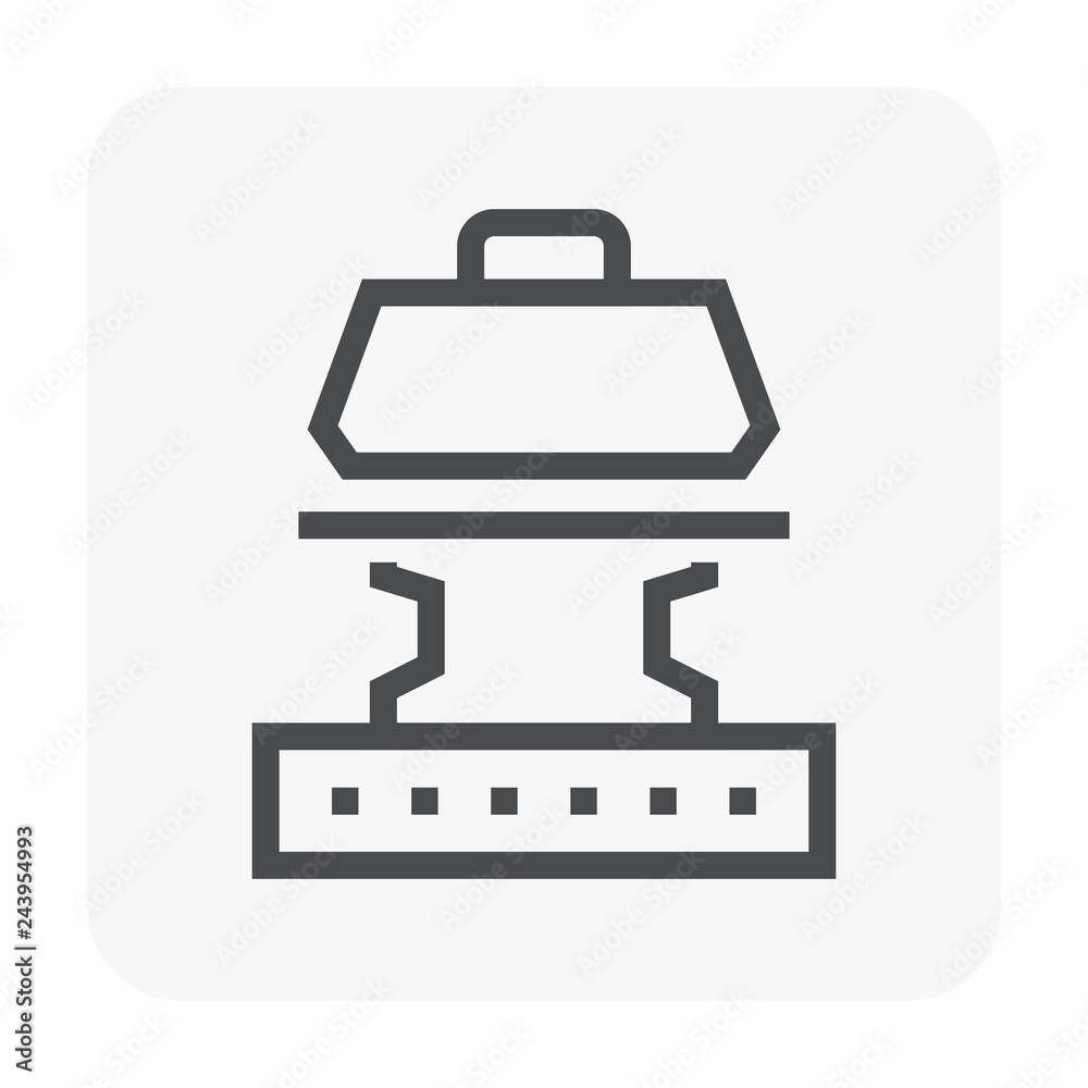 Plate load test vector icon. Soil capacity testing with apparatus or equipment, procedure of civil engineering for monitoring, quality control of settlement, strength of compaction for safe assurance. Plate load test vector icon. Soil capacity testing with apparatus or equipment, procedure of civil engineering for monitoring, quality control of settlement, strength of compaction for safe assurance.