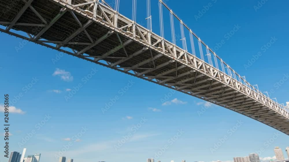 Timelapse Pan Shot of Rainbow Bridge at Port of Tokyo -Long Shot- Timelapse Pan Shot of Rainbow Bridge at Port of Tokyo -Long Shot-