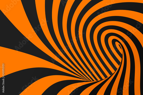 Tunnel optical 3D illusion raster illustration. Contrast lines background. Hypnotic stripes ornament. Psychedelic, abstract art