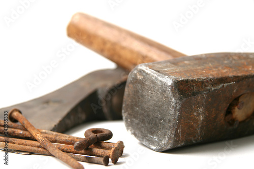 hammer and rusty nails