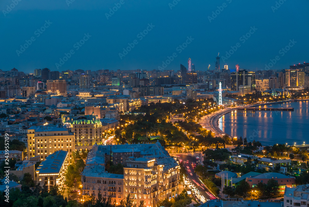 Night view of Baku downtown