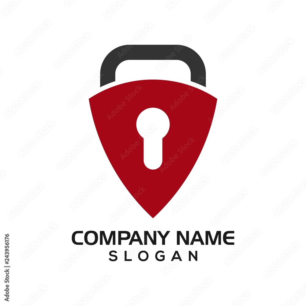 Modern shield with keyhole as the padlock for security logo template or design resources Modern shield with keyhole as the padlock for security logo template or design resources
