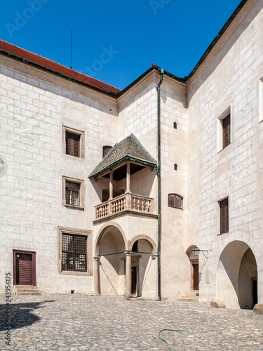 Courtyard of Ledec Caste, Ledec nad Sazavou, Czech Republic. View from castle tower. © pyty