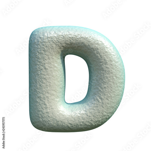 Grey blue clay font Letter D 3D