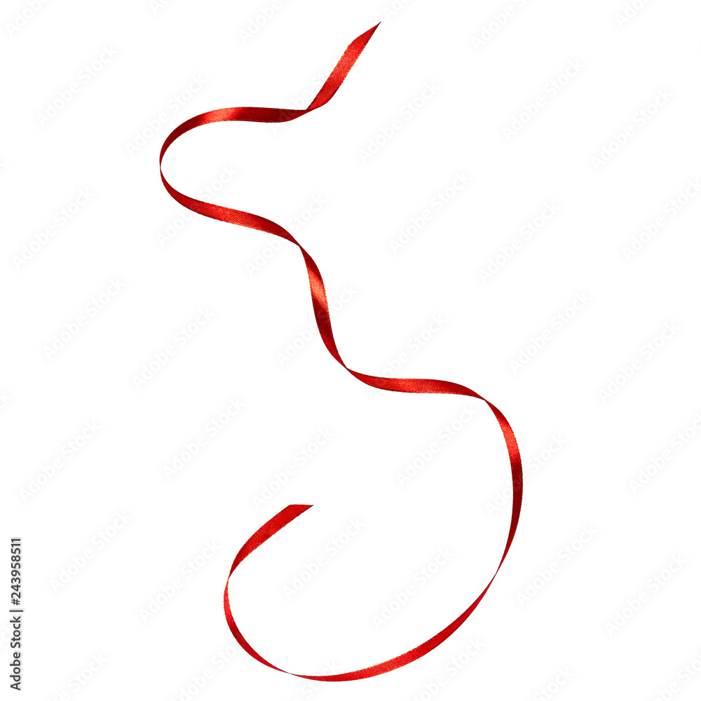 Shiny satin ribbon in red color isolated on white background close up .Ribbon image for decoration design. Shiny satin ribbon in red color isolated on white background close up .Ribbon image for decoration design.