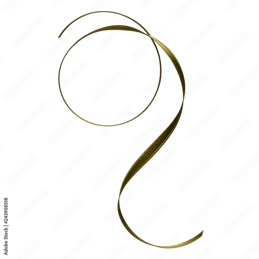 Shiny satin ribbon in green color isolated on white background .Ribbon image for decoration design.