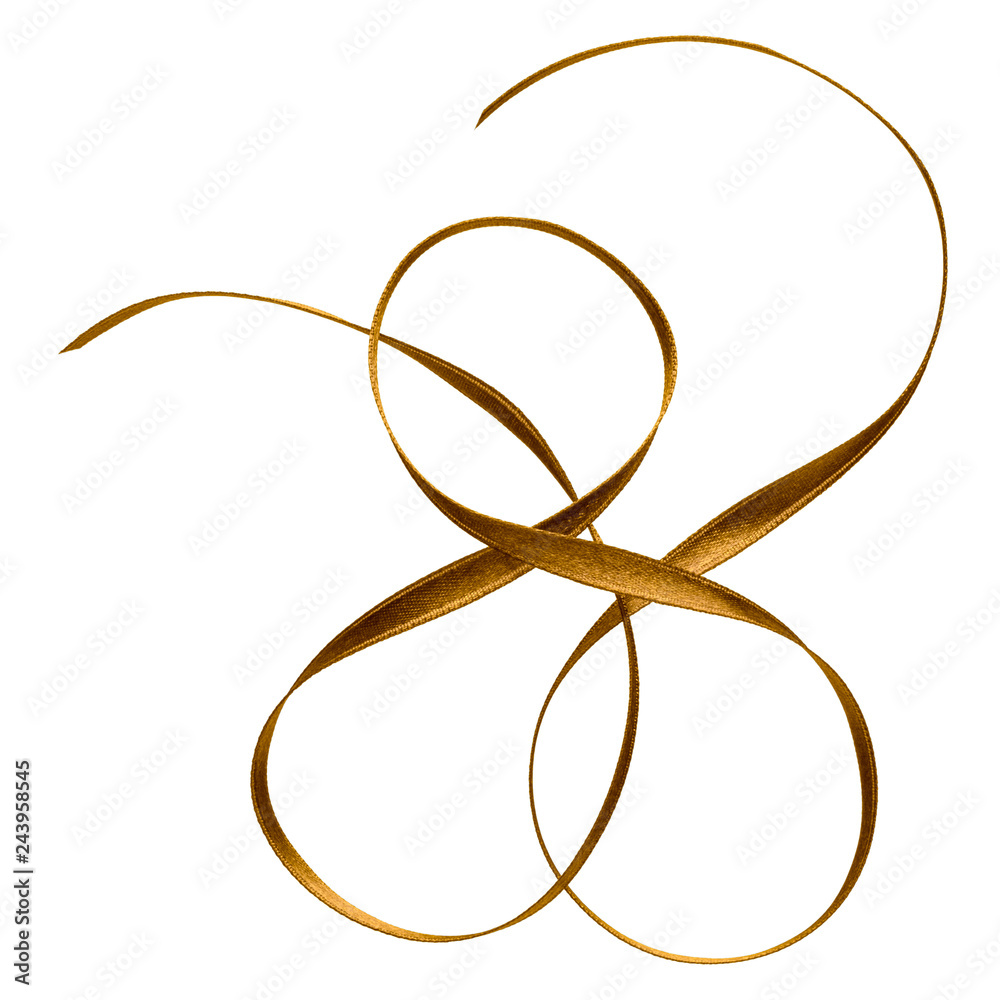 Shiny satin ribbon in brown color isolated on white background close up .Ribbon image for decoration design. Shiny satin ribbon in brown color isolated on white background close up .Ribbon image for decoration design.