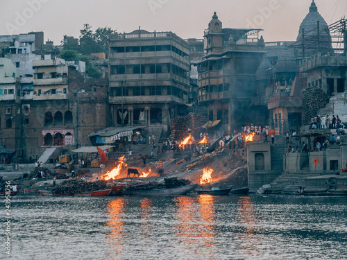 Photography Burning Places on the Ghats in Varanasi, india