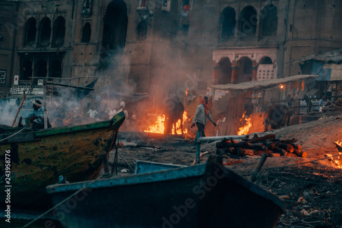 Burning Places on the Ghats in Varanasi, india