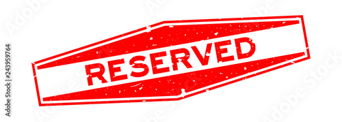 Grunge red reserved word hexagon rubber seal stamp on white background
