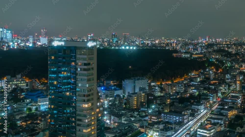 Timelapse of Busy Shinjuku Cityscape at Night in Tokyo -Pan Right- Timelapse of Busy Shinjuku Cityscape at Night in Tokyo -Pan Right-