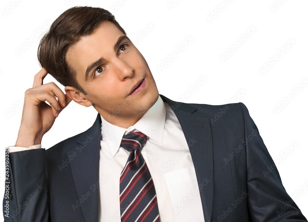 Businessman Thinking and Scratching Head - Isolated Businessman Thinking and Scratching Head - Isolated