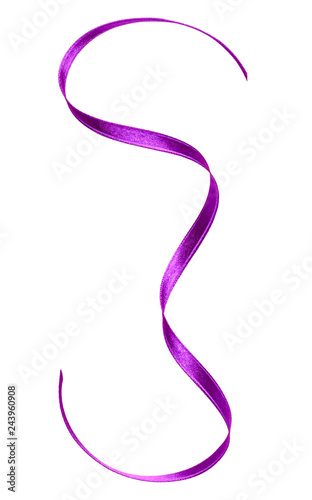Shiny satin ribbon in lavender color isolated on white background close up .Ribbon image for decoration design.