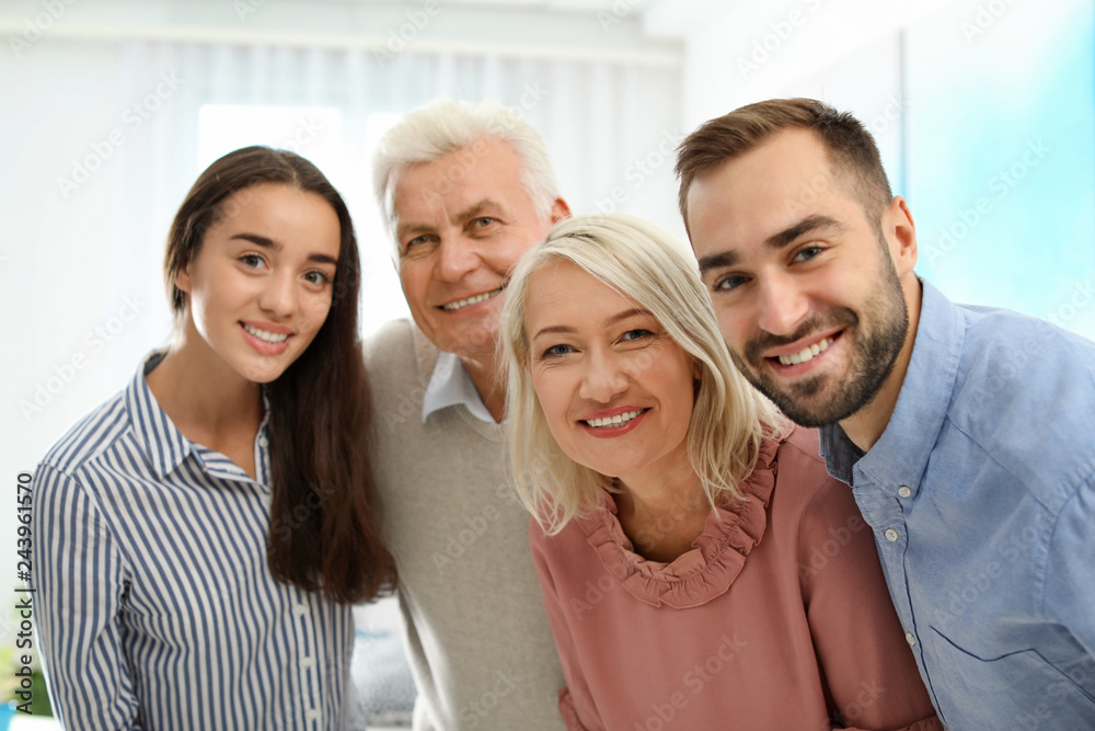 Portrait of happy family at home. Reunion of generations Portrait of happy family at home. Reunion of generations