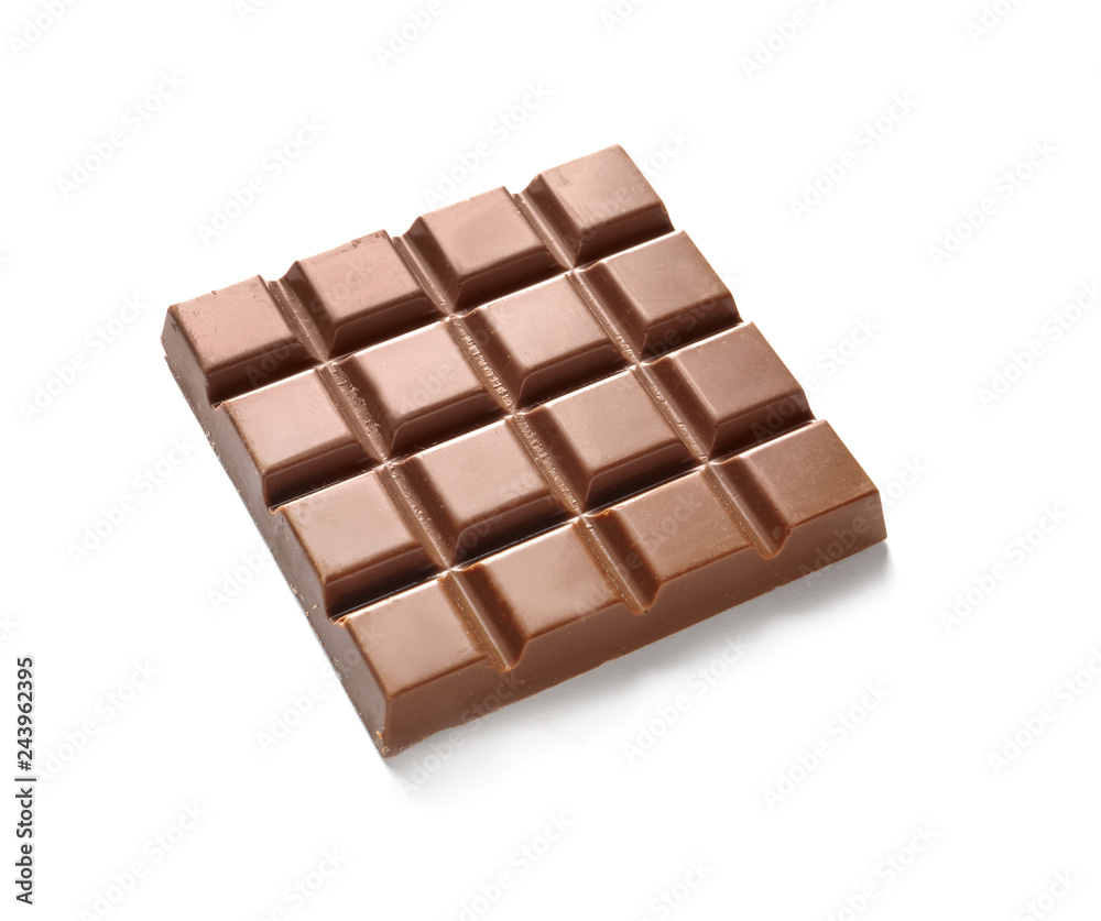 Tasty milk chocolate bar on white background Tasty milk chocolate bar on white background