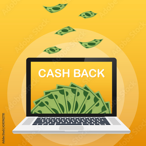 Cash back concept. Money icons for cash back, commerce or transfer payments online service. Vector illustration. 