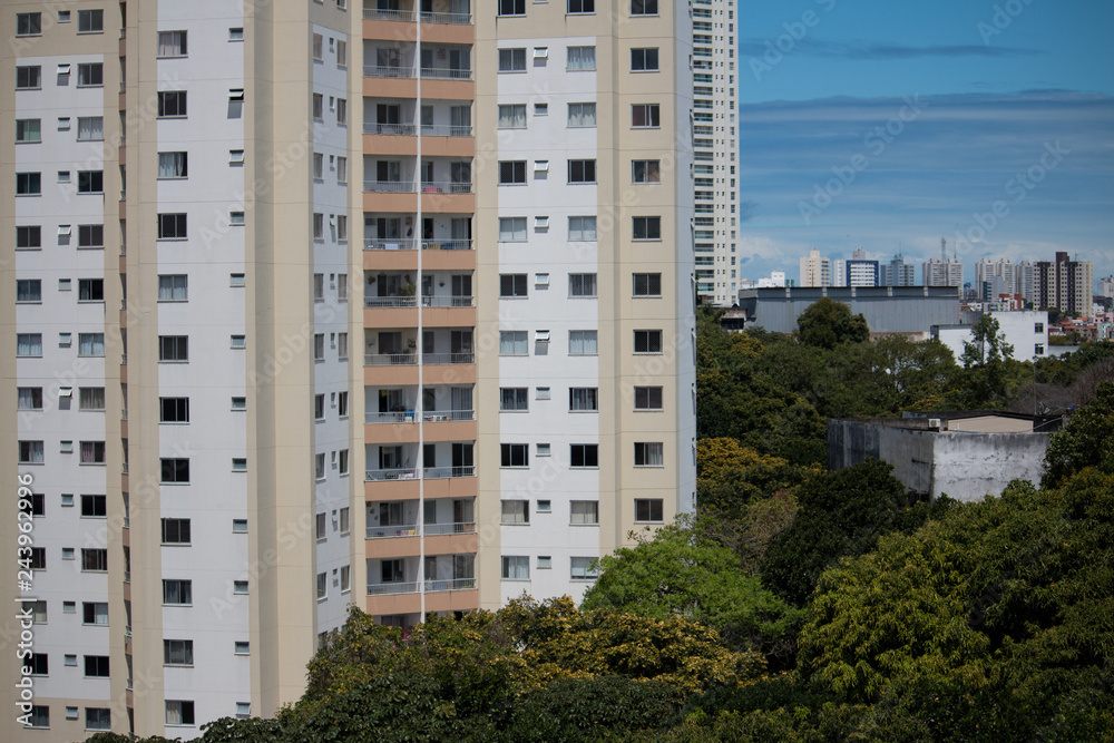 Detail of facade of urban residential building