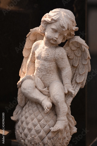 BISTRITA, ROMANIA , Angel statue in cemetery