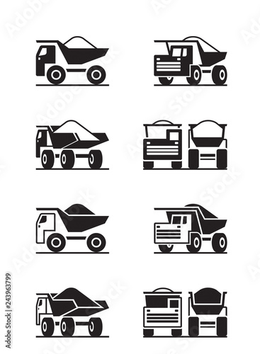 Heavy duty truck in different perspective - vector illustration