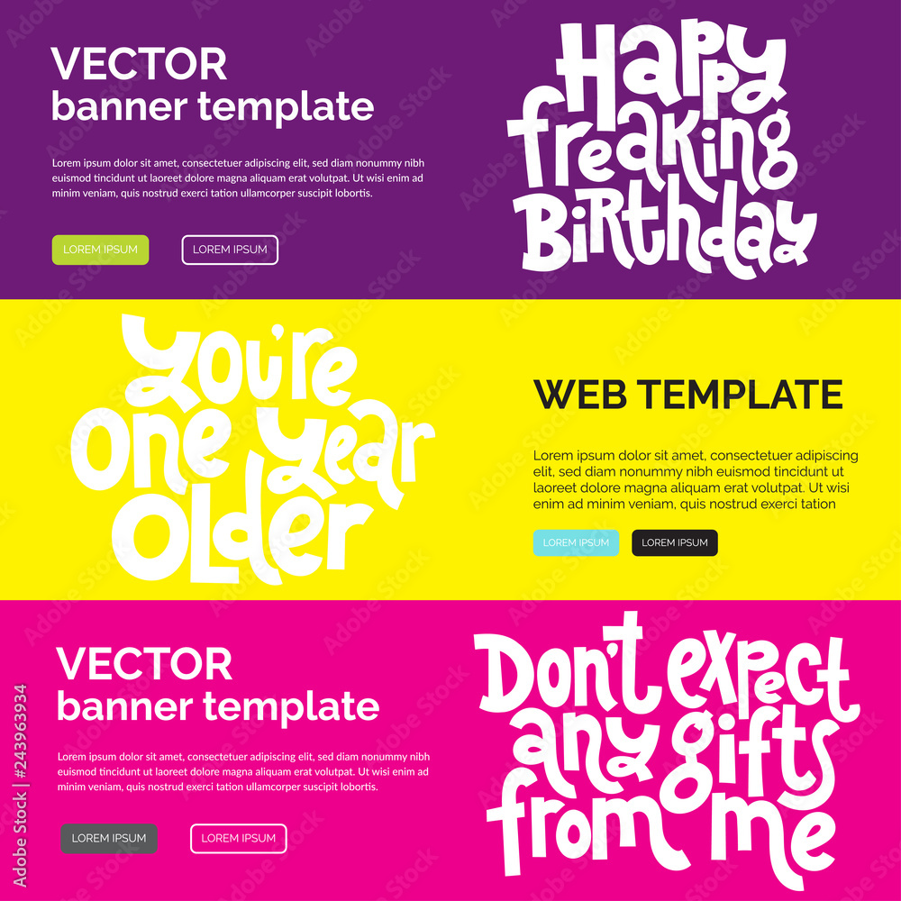 Obraz premium Irreverent Birthday. Web or print banners design template with hand drawn vector lettering.