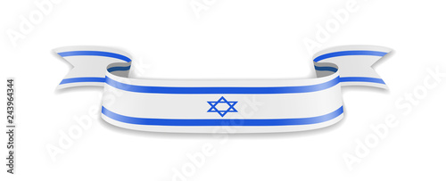 Israel flag in the form of wave ribbon. Vector illustration.