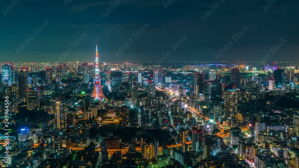 Timelapse of Iconic Tokyo Tower in Vast Sea of City Lights