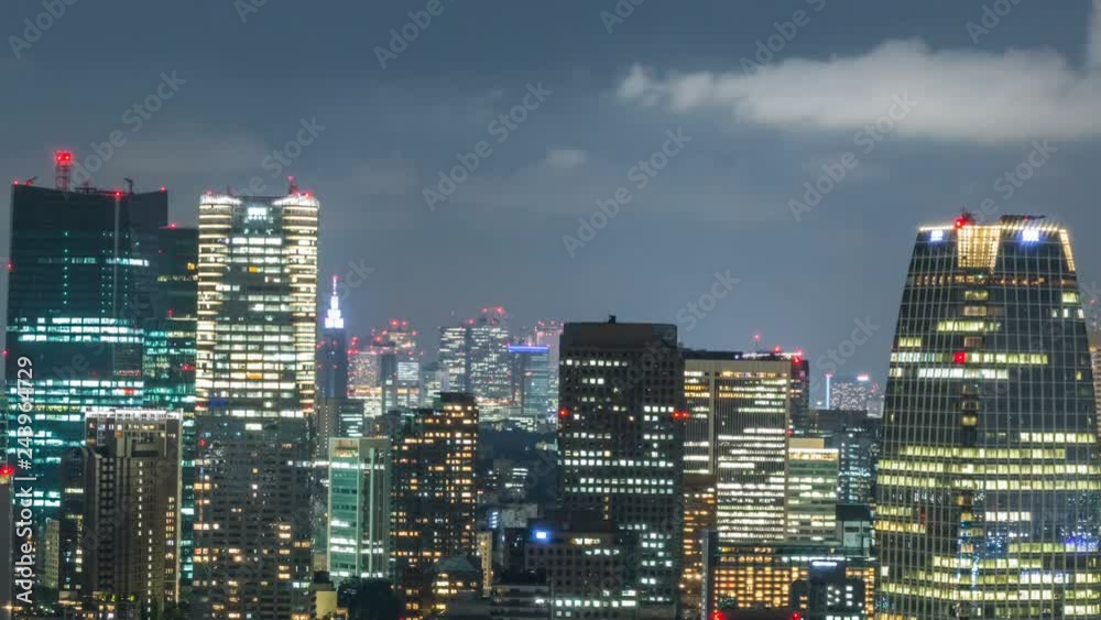 Timelapse of Towering Skyline City Lights in Tokyo -Tilt Down- Timelapse of Towering Skyline City Lights in Tokyo -Tilt Down-