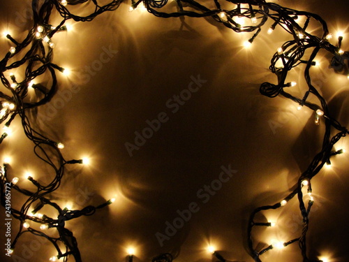 Christmas lights in the darkness