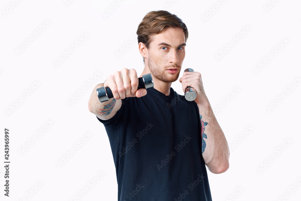 man with sport dumbbells