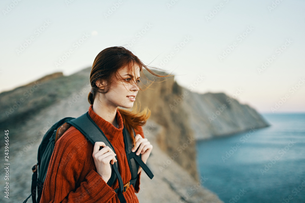 woman at sea travel nature