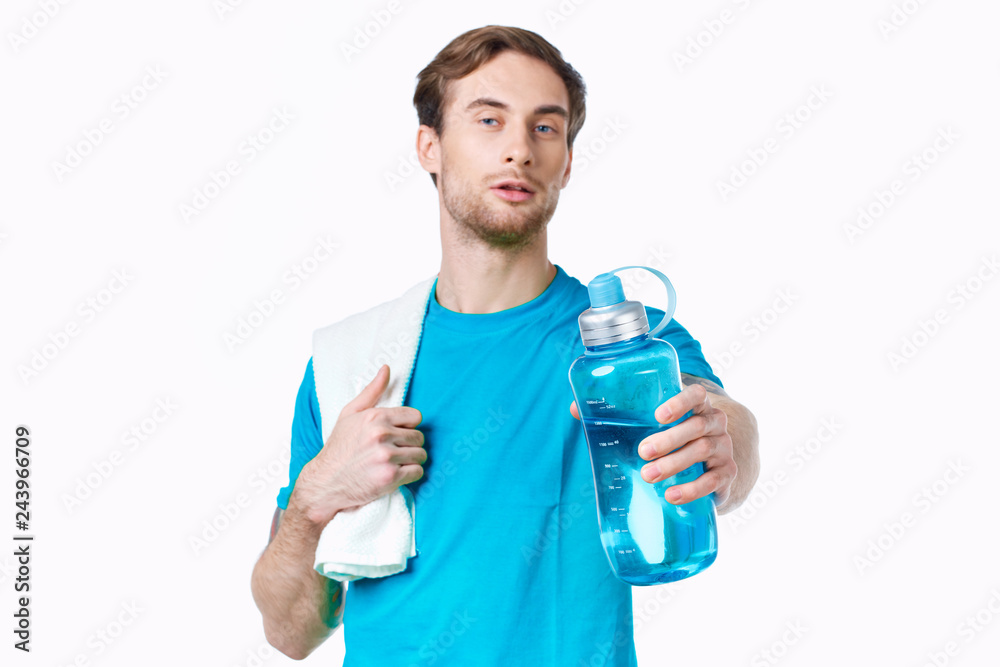 sport fitness man with a bottle of water sport fitness man with a bottle of water