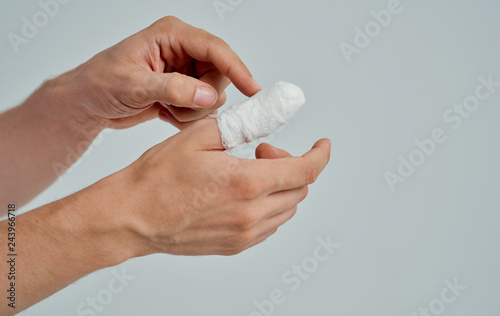finger in a bandage bruise