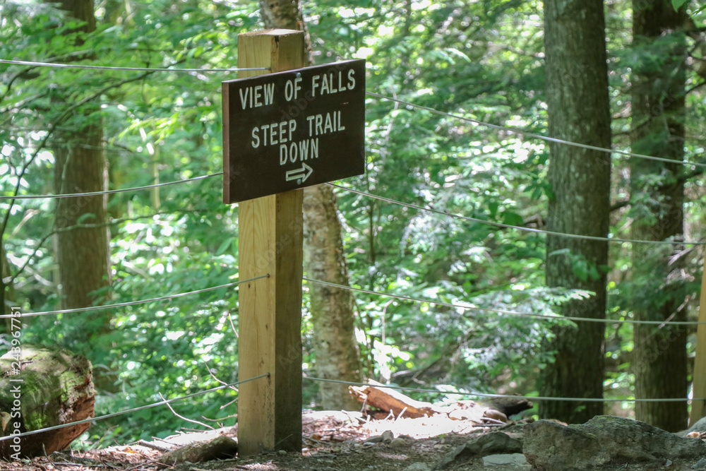 sign telling hikers where waterfalls are located