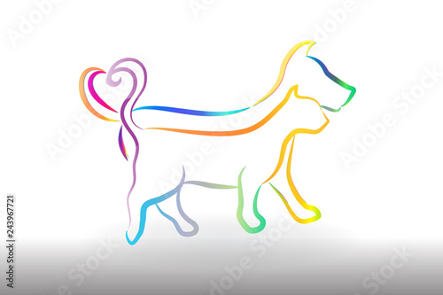 Logo colorful cat and dog