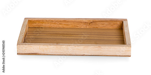 Wooden tray isolated on white background. © pisut