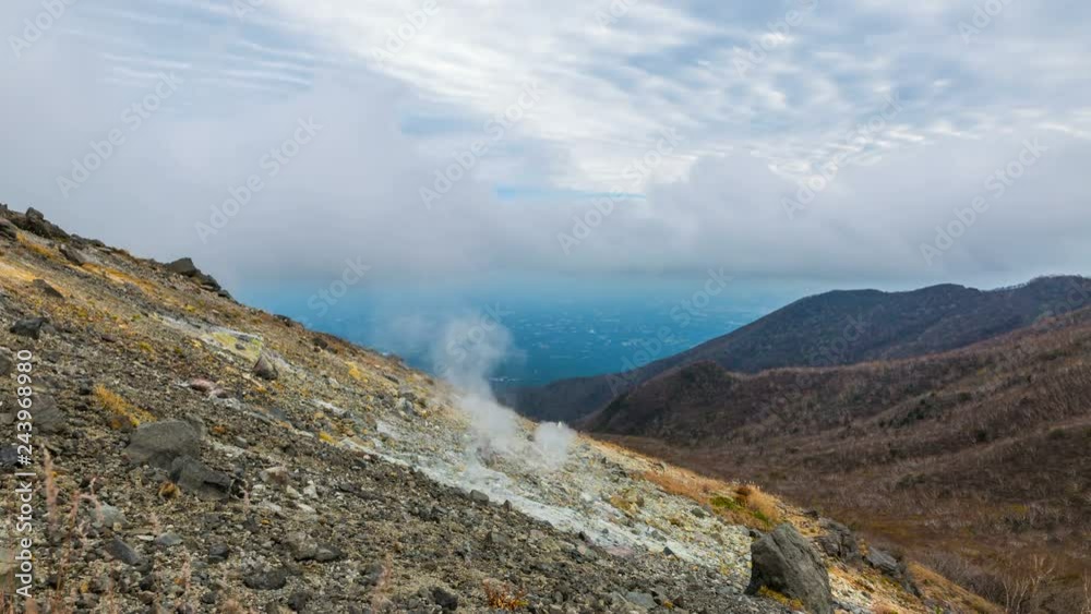 Timelapse of Geothermal Vent at Slope of Volcano in Japan Timelapse of Geothermal Vent at Slope of Volcano in Japan