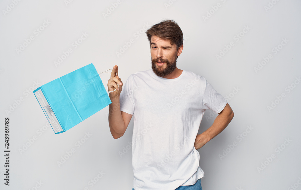 man in white t-shirt logo package man in white t-shirt logo package