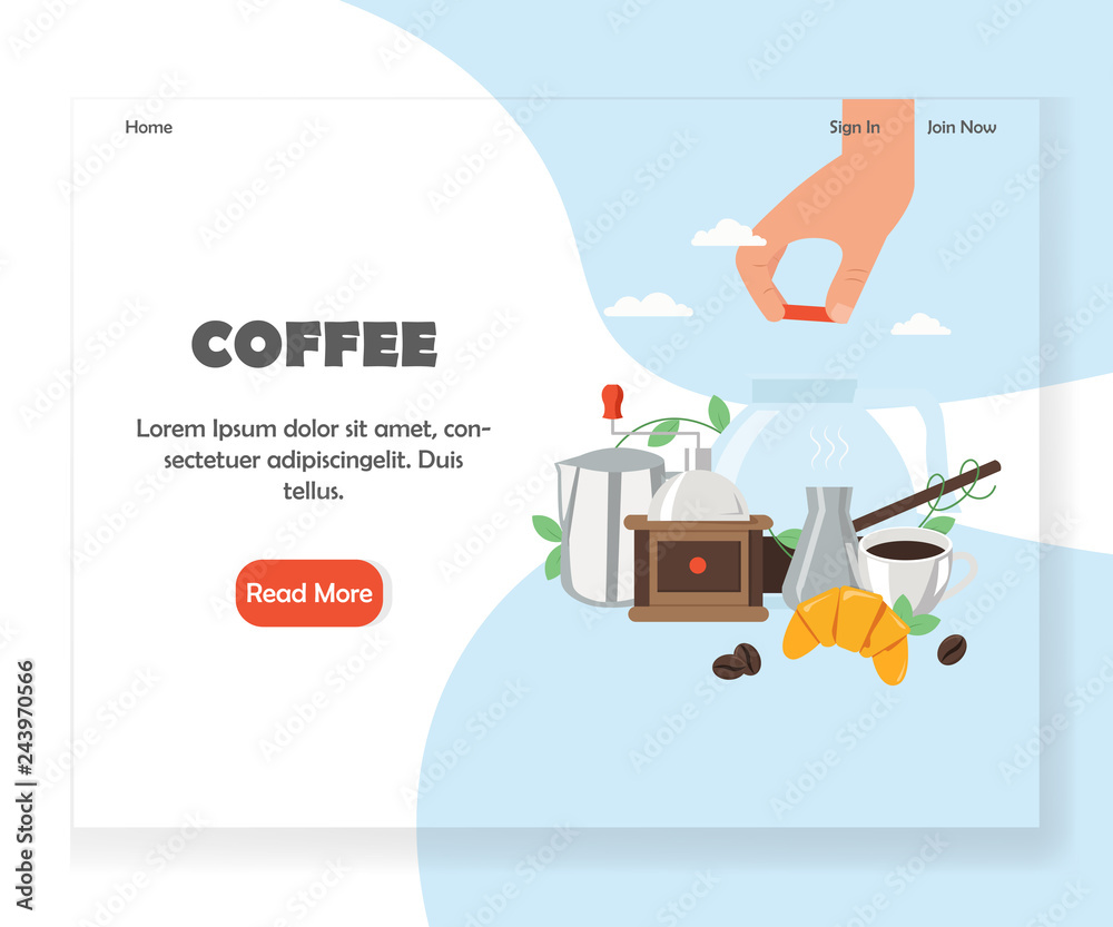 Vector coffee website landing page design template