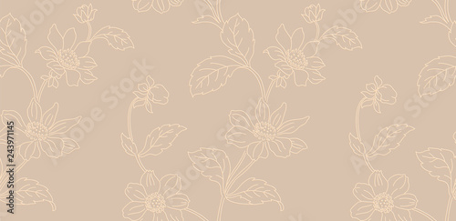Floral seamless pattern can be used for wallpaper, textile printing, card. Hand drawn endless vector illustration of flowers on light background. Flower theme. Summer collection. Vector