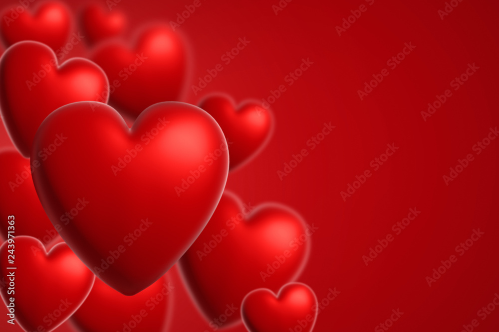 3d rendering valentines day hearts  in  background.