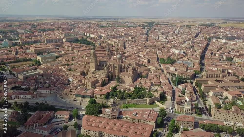 Aerial view of Salamanca with the cathedral and river, Leon, Spain Aerial view of Salamanca with the cathedral and river, Leon, Spain