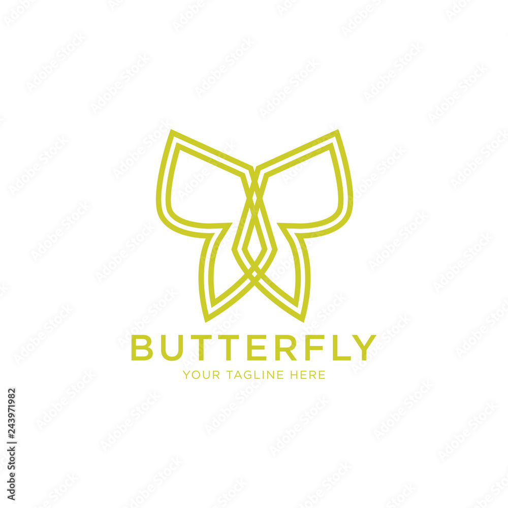 Butterfly logo. Beautiful decorative butterfly from intertwined lines. Logo for cosmetics, lingerie, jewelry store. - Vector Butterfly logo. Beautiful decorative butterfly from intertwined lines. Logo for cosmetics, lingerie, jewelry store. - Vector