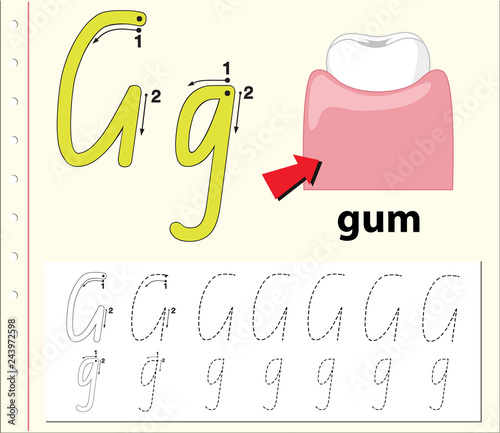 Letter G tracing alphabet worksheets