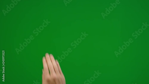 Set of 10 different full hand swipe gestures fast and slow on greenscreen 