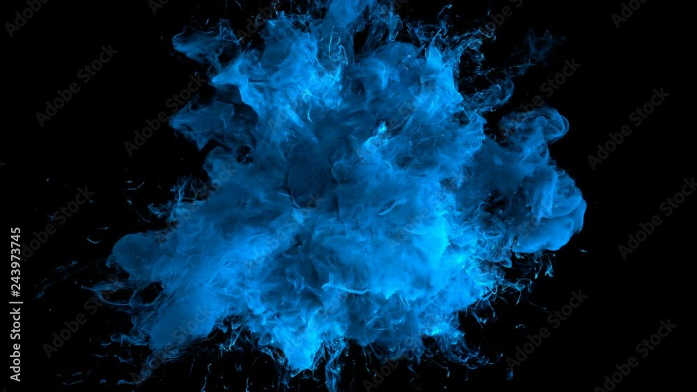 Dark Blue Color Burst - colorful smoke explosion fluid particles alpha matte