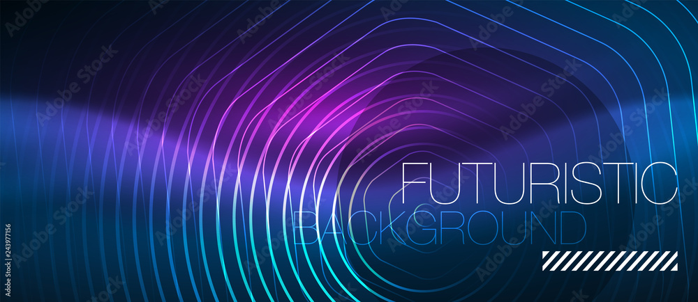 Neon glowing lines, magic energy space blue light concept, abstract background wallpaper design Neon glowing lines, magic energy space blue light concept, abstract background wallpaper design