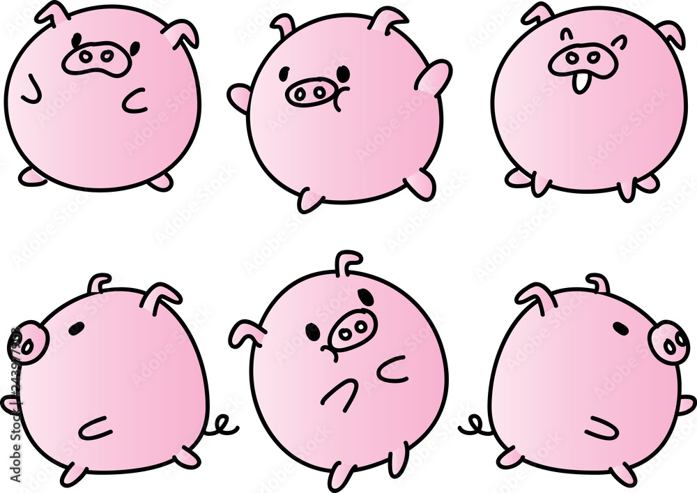 cartoon fat cute pig
