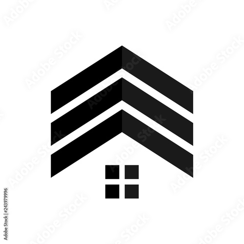 military rank badge and home symbol. vector logo.