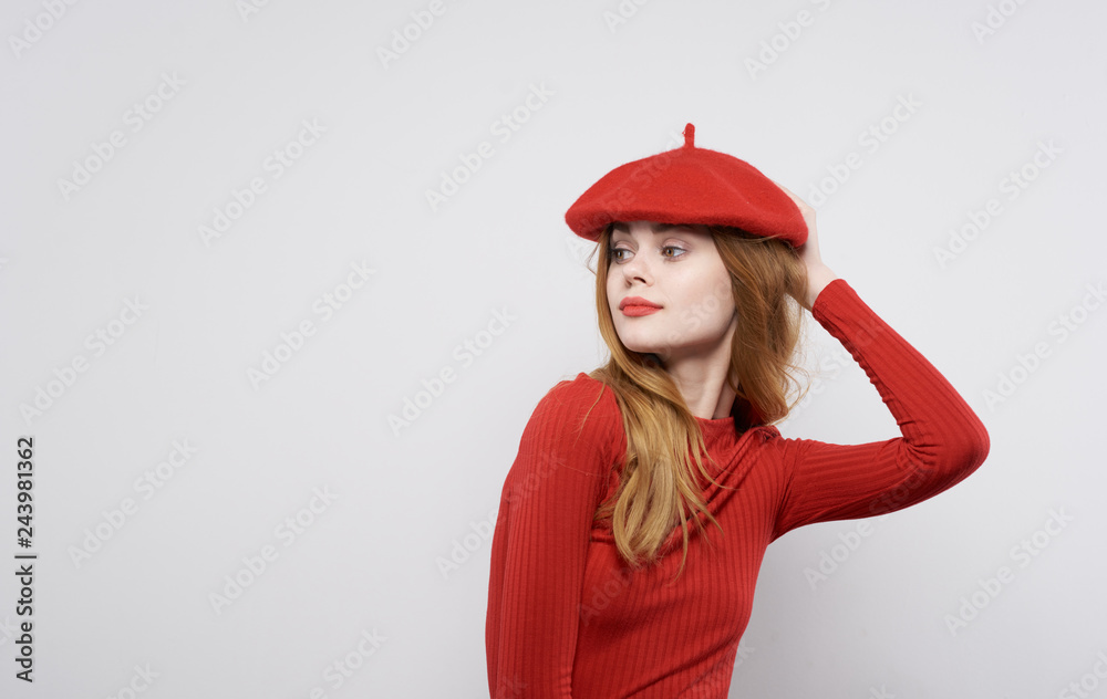 woman in red beret fashion woman in red beret fashion